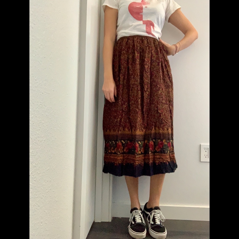 🌹 VINTAGE Midi Floral Skirt🌹